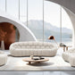 Cozy Cloud Sofa Set - Modern Curved Beige Fabric Loveseat