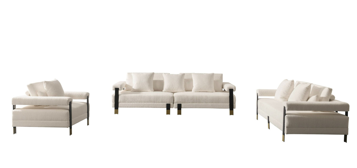 Cozy Horizon Sofa Set - Modern Off-White Fabric 4-Seater Sofa – LV ...