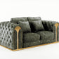 Cozy Luxe Tufted Sofa Set - Transitional Grey Velvet Loveseat