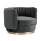 Davy Swivel Velvet Barrel Chair