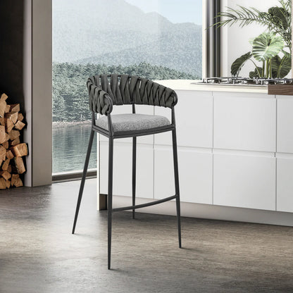 Braided Elegance High-Back Counter Stool