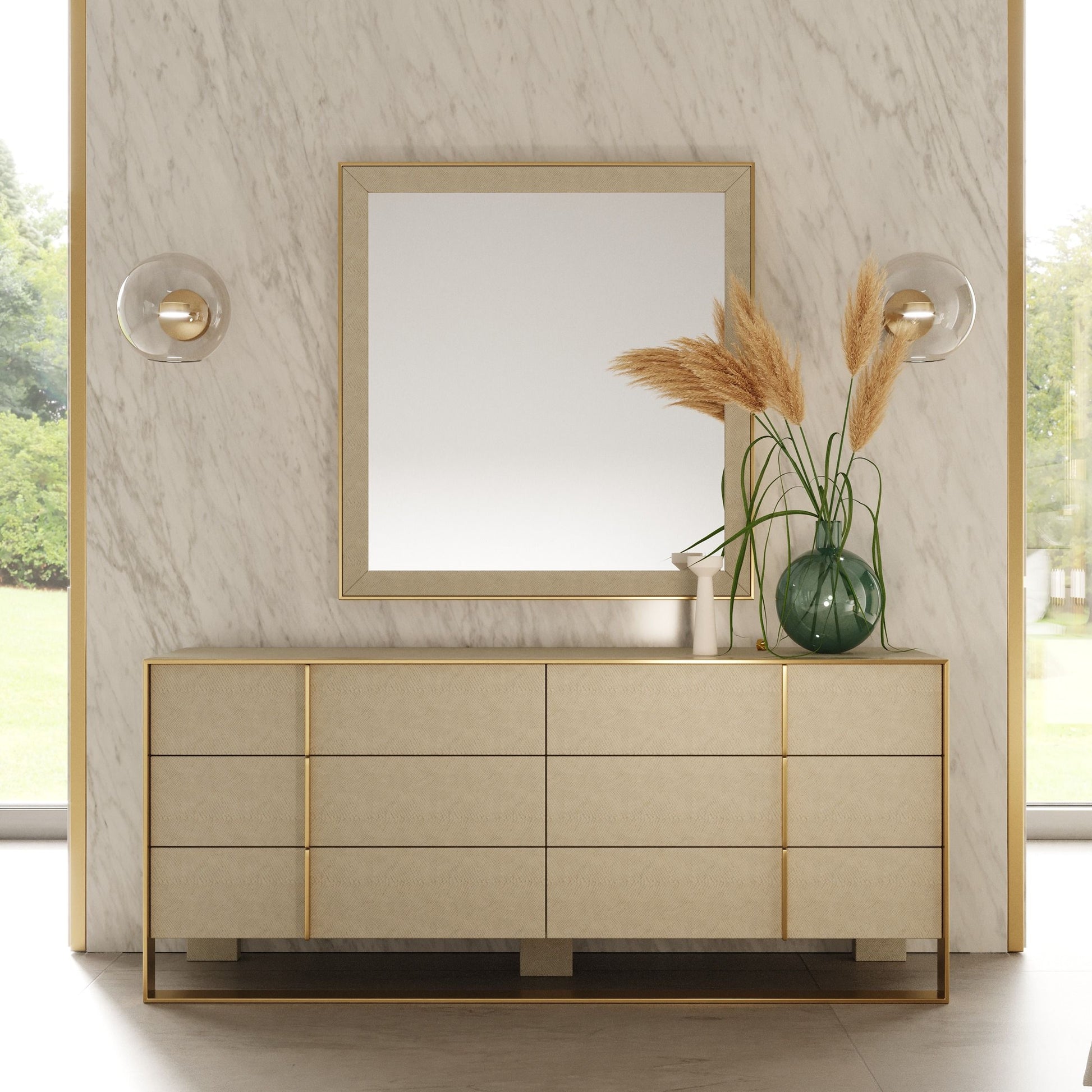ivory dresser Bianca Chip Carved 6 Drawer Dresser, Sand Beige & Ivory - daals