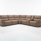 Taupe Leather Power Recliner Sectional – Studio White Background