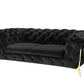 Velvet Grandeur Sofa Set - Transitional Black Fabric Loveseat