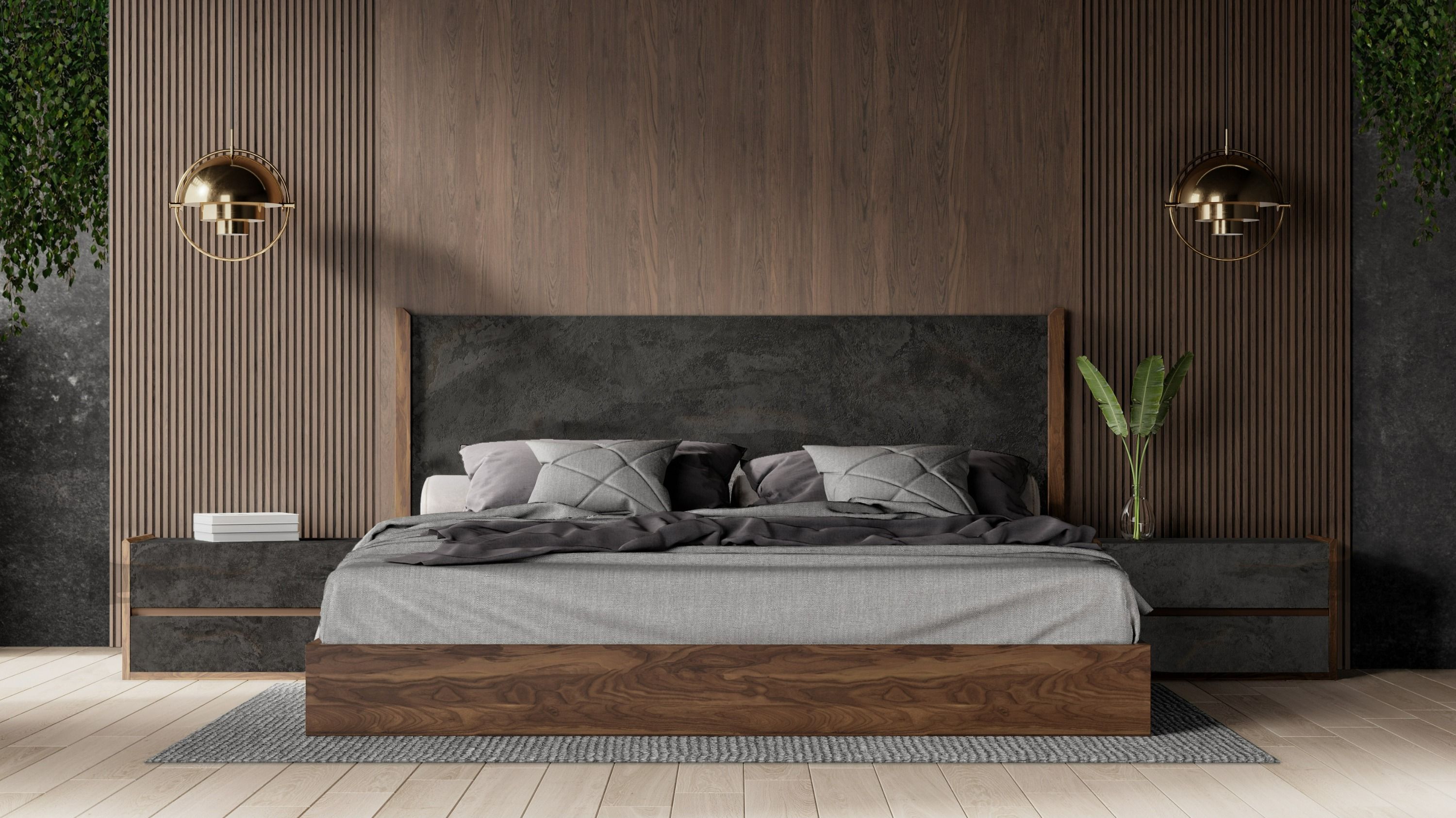 Volcanic Walnut Bedroom Set – LV Furniture Collection