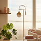 Arcadia Brass Arc Floor Lamp - Morning Mist