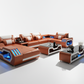 Artia Modern Leather Sectional - Orange & White - White Background
