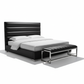 Bardot Leather Channel-Tufted Platform Bed - Angular Shadow