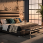 Bardot Leather Channel-Tufted Platform Bed - Industrial Golden Hour