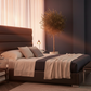 Bardot Leather Channel-Tufted Platform Bed - Sunset Glow