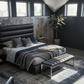 Bardot Leather Channel-Tufted Platform Bed - Vaulted Ceiling