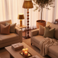 Beaded Wooden Floor Lamp