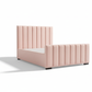 Blush Velvet Channel-Tufted Platform Bed - Multi-Directional Shadow