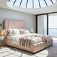 Blush Velvet Channel-Tufted Platform Bed - Skylight Dome