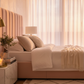 Blush Velvet Channel-Tufted Platform Bed - Sunset Glow