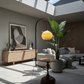 Cantilever Amber Wood Floor Lamp - Architectural Skylight