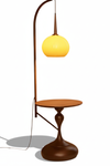 Cantilever Amber Wood Floor Lamp - Asymmetric Angular Shadow