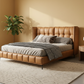 Chateau Luxe Tufted Platform Bed in Ochre Room