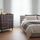 Colorful striped cabinet in luxury bedroom