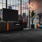 EchoSprout TV Stand – Industrial Loft Front-Right