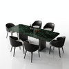 Emerald Vein Dining Table - White Background with Mirror Reflection