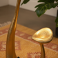 Golden Mushroom Floor Lamp - Golden Stem Curve Macro