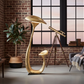 Golden Mushroom Floor Lamp - Industrial Loft Closer View