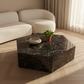 Hexagonal Black Marble Coffee Table – Warm Neutral Living Room