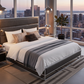 Industrial Faux Leather Platform Bed - Evening City View