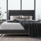 Industrial Faux Leather Platform Bed - Morning Mist