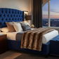 Majestic Velvet Tufted Wingback Bed - Penthouse Dusk
