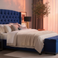 Majestic Velvet Tufted Wingback Bed - Sunset Glow
