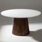 Marble & Fluted Walnut Round Table - Chiaroscuro 1