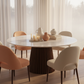 Marble & Fluted Walnut Round Table - Lifestyle 2