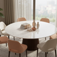 Marble & Fluted Walnut Round Table - Lifestyle 3