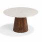 Marble & Fluted Walnut Round Table - Product Shot 3