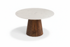 Marble & Fluted Walnut Round Table - Product Shot 3