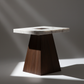 Marble & Walnut Pyramid Side Table - Chiaroscuro