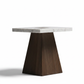 Marble & Walnut Pyramid Side Table - Low Angle