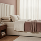 Modern Bouclé Upholstered Bed - Morning Sheer Curtains