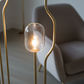 Modern Branch Floor Lamp - Two Clear Cylindrical Shades Upward Diagonal