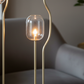 Modern Branch Floor Lamp - Two Cylindrical Shades Diagonal Side Angle