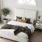 Modern Chevron Upholstered Platform Bed - Arched Window