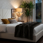 Modern Chevron Upholstered Platform Bed - Evening Ambiance