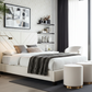 Modern Chevron Upholstered Platform Bed - Natural Light
