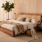 Modern Walnut Harmony Bed - Sunset Side View