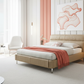 Nest Tucked Leather Bed in Coral Room