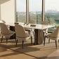 Onyx Wave Dining Table with Velvet Crest Dining Chair