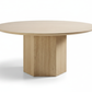 Opal Travertine Round Dining Table - Pure White Background