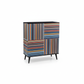 Professional studio photo of colorful striped cabinet